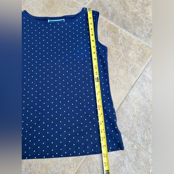 Karen Scott Womens Blue Sleeveless White Polka Dot Preppy Euro Summer Tank Top - Picture 4 of 7